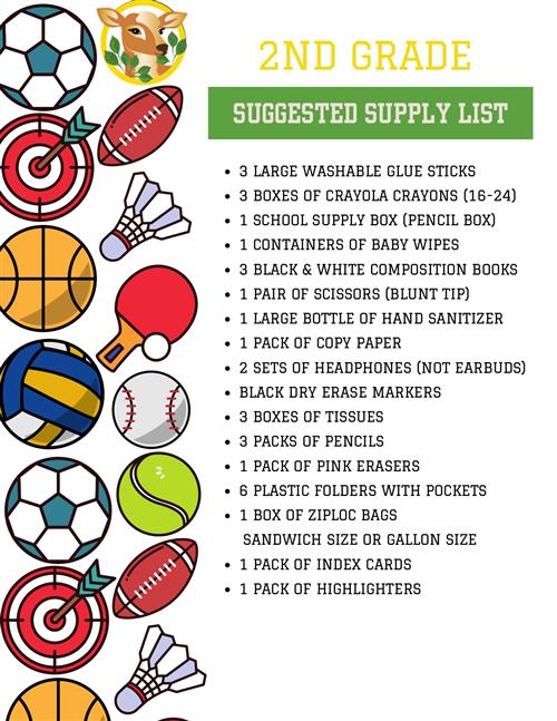 Third Grade supply school list